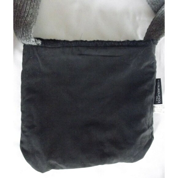 Purse Black Gray & Red Knit Boho Hippy Hobo Crossbody Shoulder bag No Boundaries - Picture 7 of 8